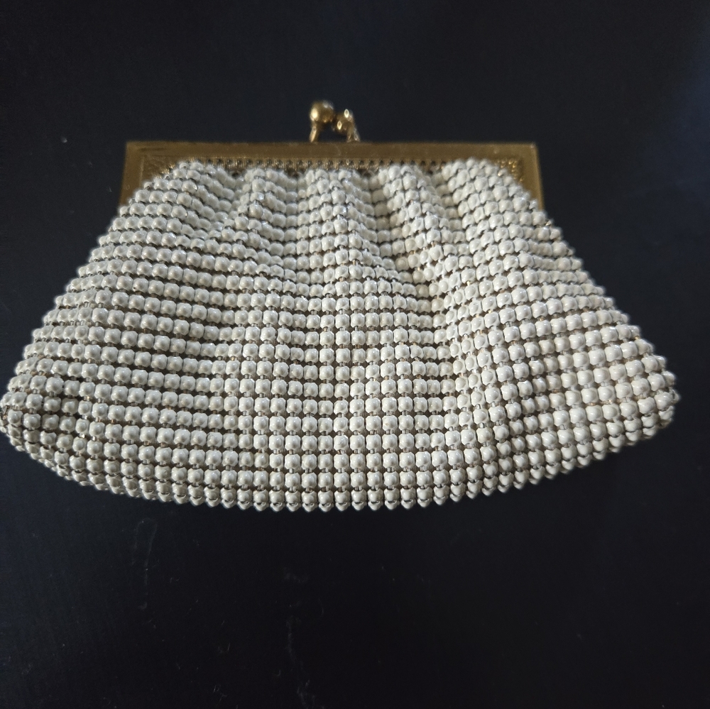 Whiting & Davis Cream Mesh Clutch